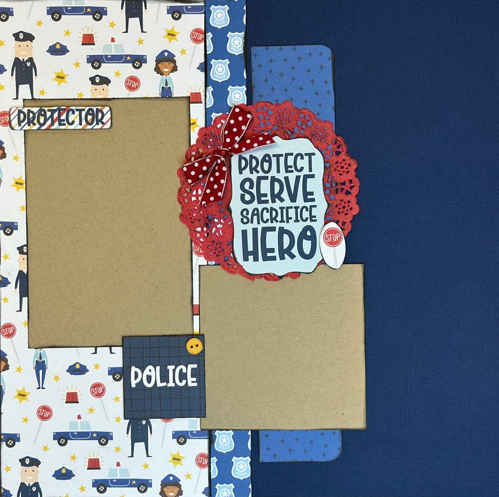 Police Protect And Serve Scrapbooking Kit, Police DIY 2 Page Scrapbo
