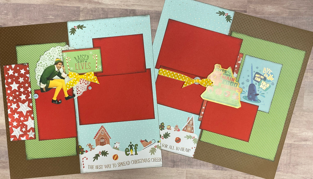 Raised By Elves, Elf Themed  2 Page Scrapbooking Layout Kit, Christmas diy craft kit