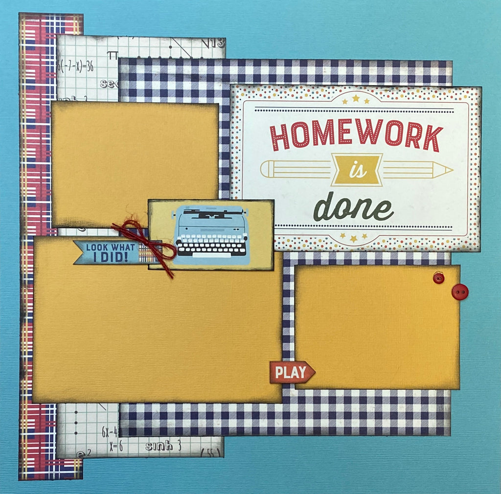 Homework Is Done, DIY School Themed Scrapbooking Kit, 2 page