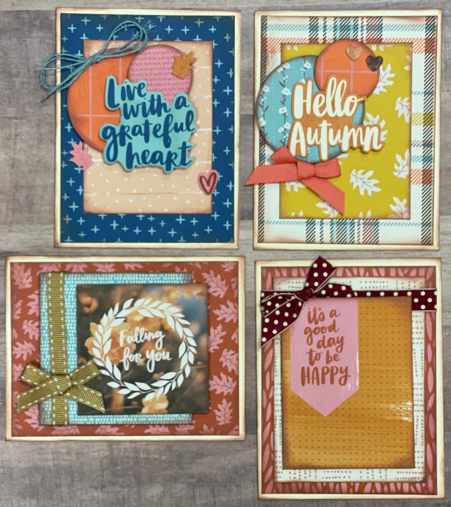 Hello Autumn Card Kit, 4 pack DIY Card Kit Fall Card Craft DIY