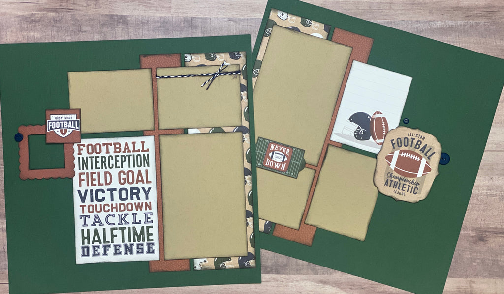 All Star Football,  Football Themed 2 page Scrapbooking Layout Kit or Premade Scrapbooking Pages, Football DIY Craft Kit, Football Coach
