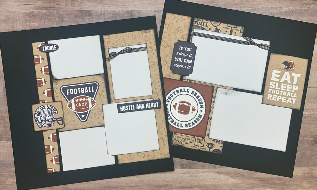 Eat, Sleep, Football, Repeat - Football Themed 2 page Scrapbooking Layout Kit or Premade Scrapbooking Pages, Football DIY Craft Kit, Football Coach