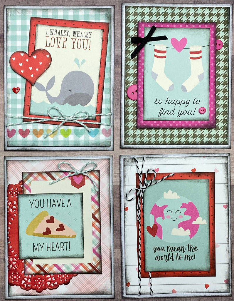 I Whaley Whaley Love You, DIY Valentine Card Making Kit, 4 pack DIY Card Kit, Card Craft DIY