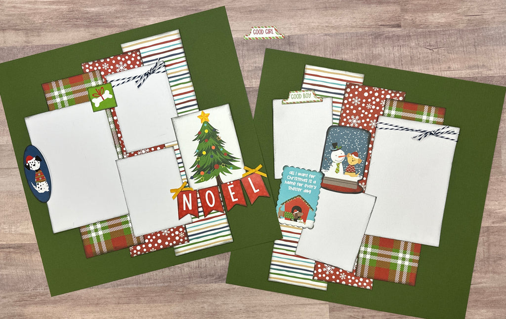 All I Want For Christmas Is A Home For Every Shelter Dog, Dog Christmas themed 2 Page DIY Scrapbooking Kit, Dog Christmas diy craft kit
