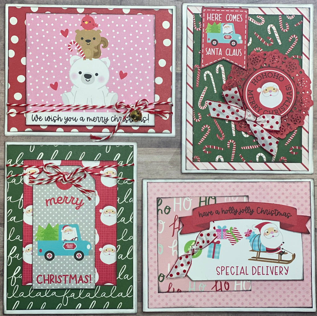 We Wish You A Merry Christmas, Christmas Themed  Card Kit- 4 pack DIY Holiday Card Making Kit Diy Christmas craft