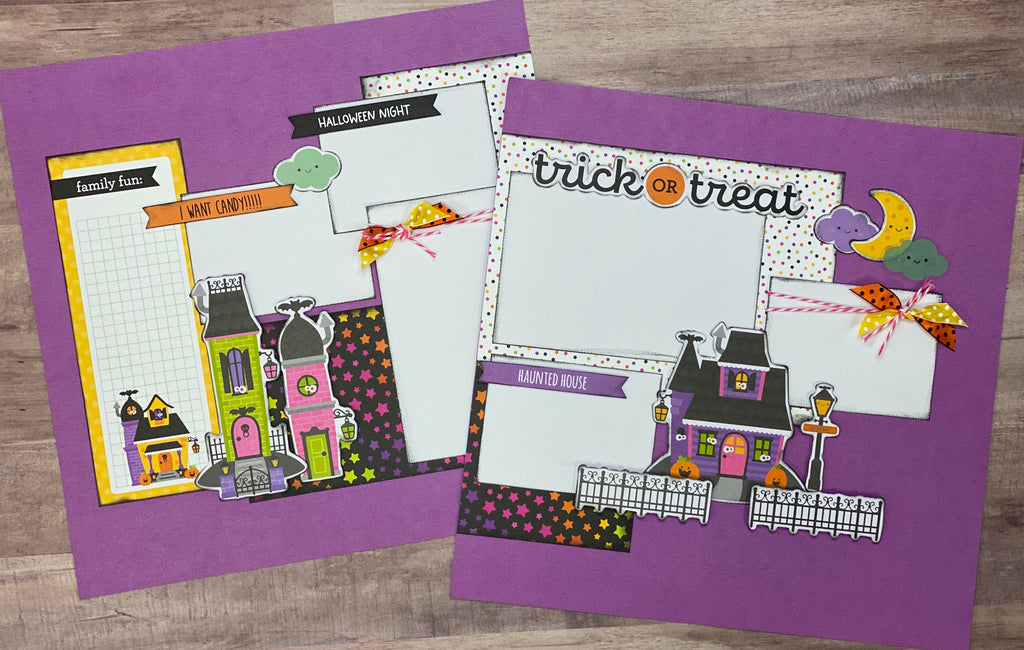 Halloween Night, Haunted House 2 Page Scrapbooking Layout Kit or Premade Scrapbooking Pages