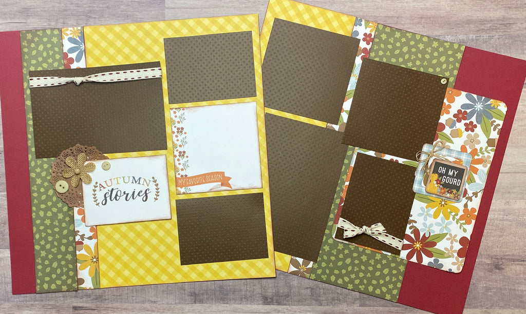 Autumn Stories, Fall/Autumn Themed 2 Page Scrapbooking Layout Kit