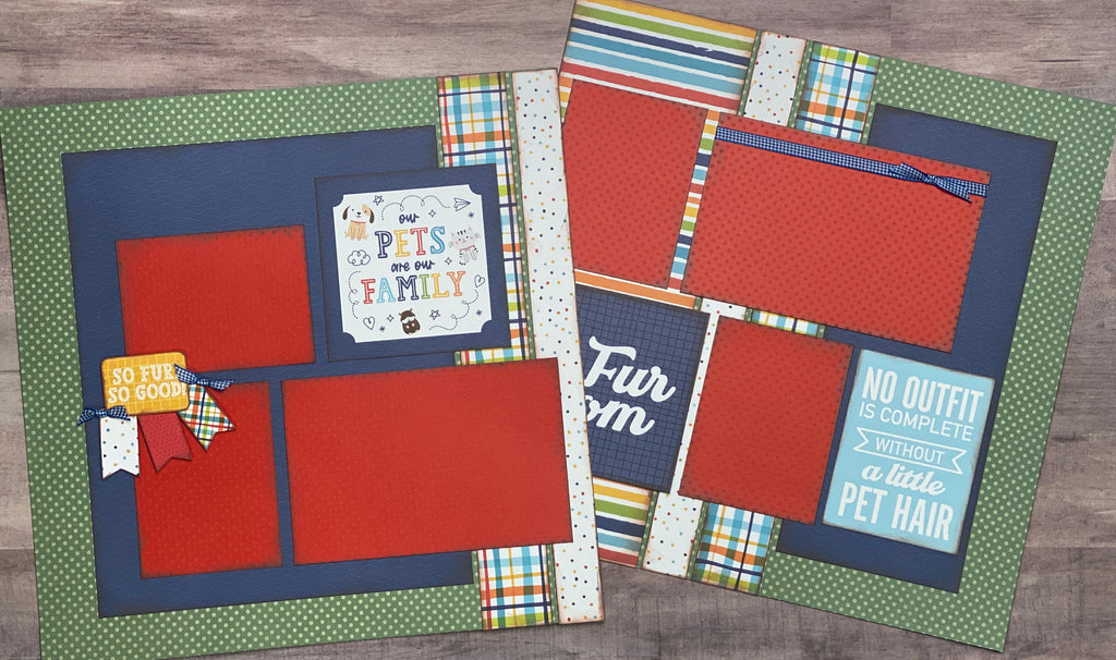 Our Pets Are Our Family, Dog Themed Scrapbooking 2 Page Scrapbooking Layout Kit, Dog diy craft