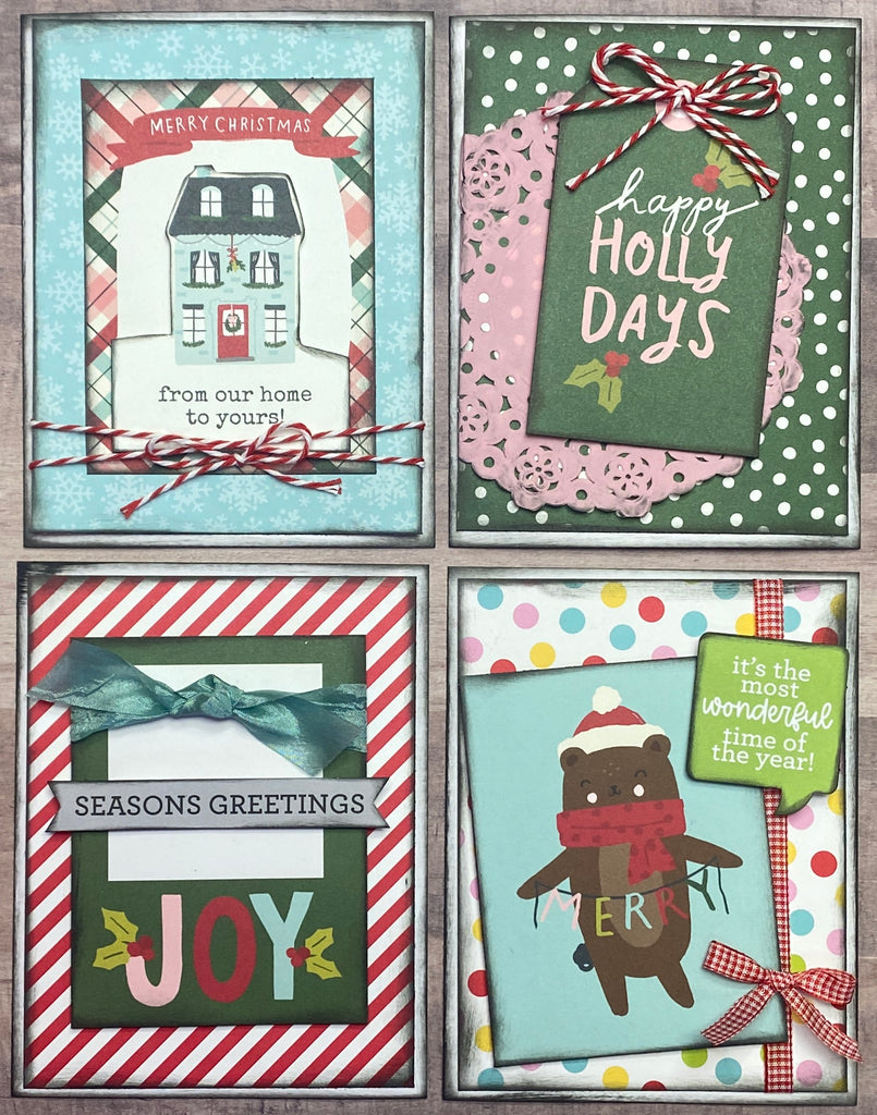 Merry Christmas From Our House To Yours, Christmas Themed  Card Kit- 4 pack DIY Holiday Card Making Kit Diy Christmas craft