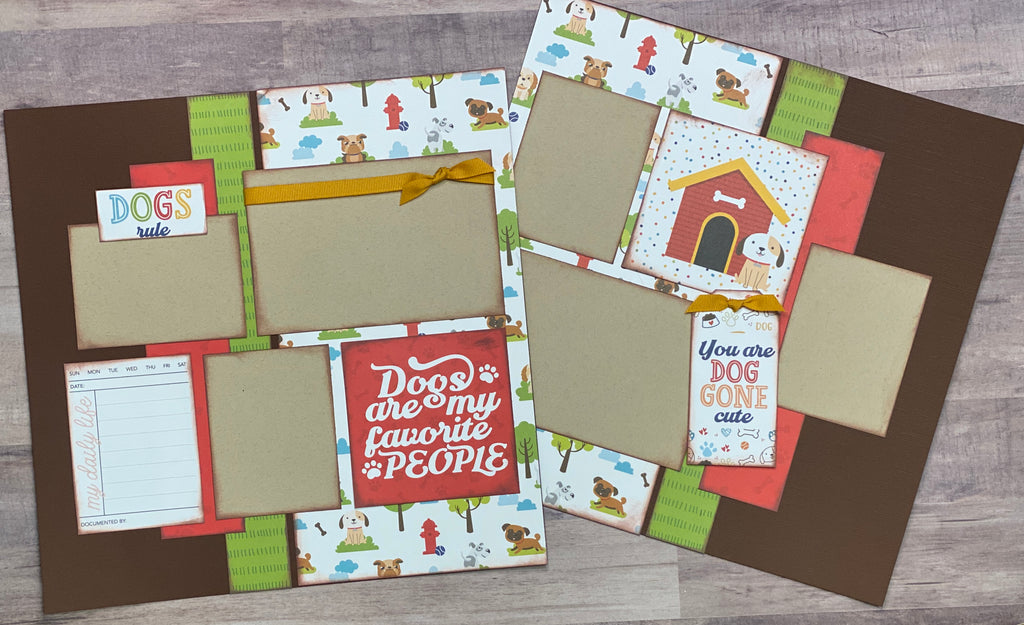 Dogs Are My Favorite People, Dog Themed Scrapbooking 2 Page Scrapbooking Layout Kit or Premade Scrapbooking Page Dog diy craft
