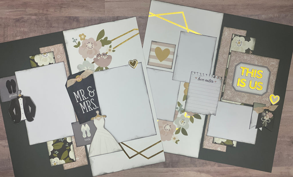 This Is Us, Mr. & Mrs., Wedding Themed 2 Page Scrapbooking Kit, DIY Wedding