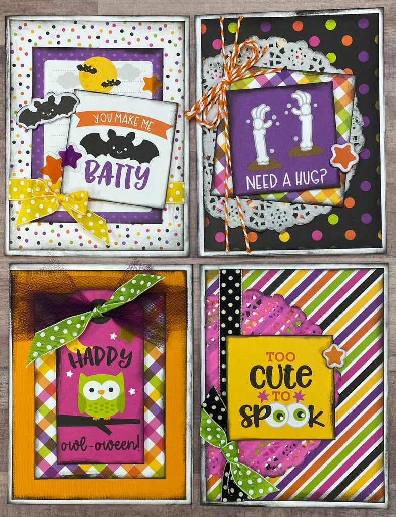 Too Cute To Spook, Halloween- 4 pack DIY Card Kit Halloween Card Craft DIY