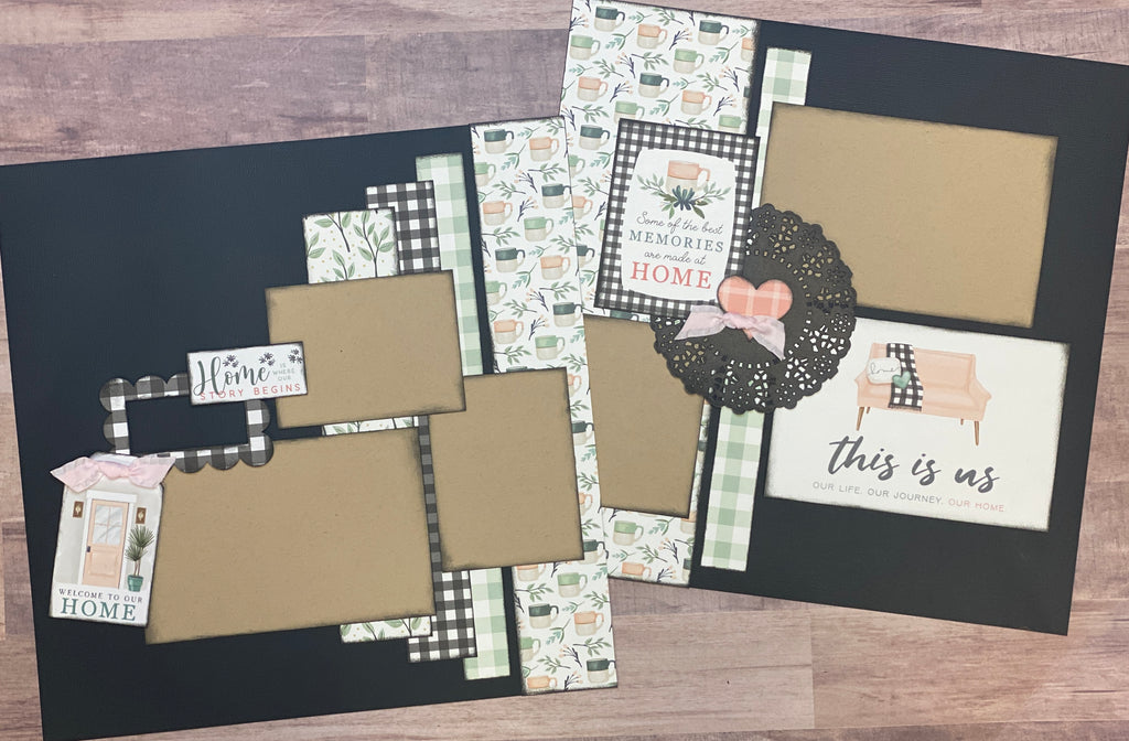 Home is Where Our Story Begins, Family Themed Scrapbooking General DIY 2 Page Scrapbooking Layout Kit