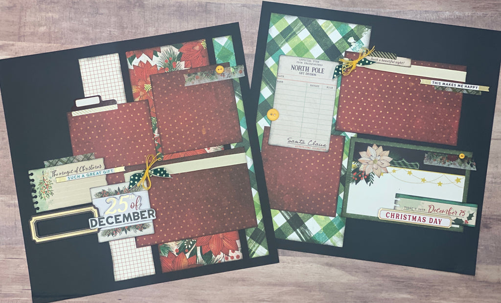The Magic of Christmas, December 25th 2 Page Scrapbooking Layout Kit or Premade Scrapbooking Pages Christmas diy craft kit