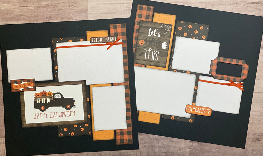 Boo Happy Halloween, Halloween Themed 2 Page Scrapbooking Layout Kit