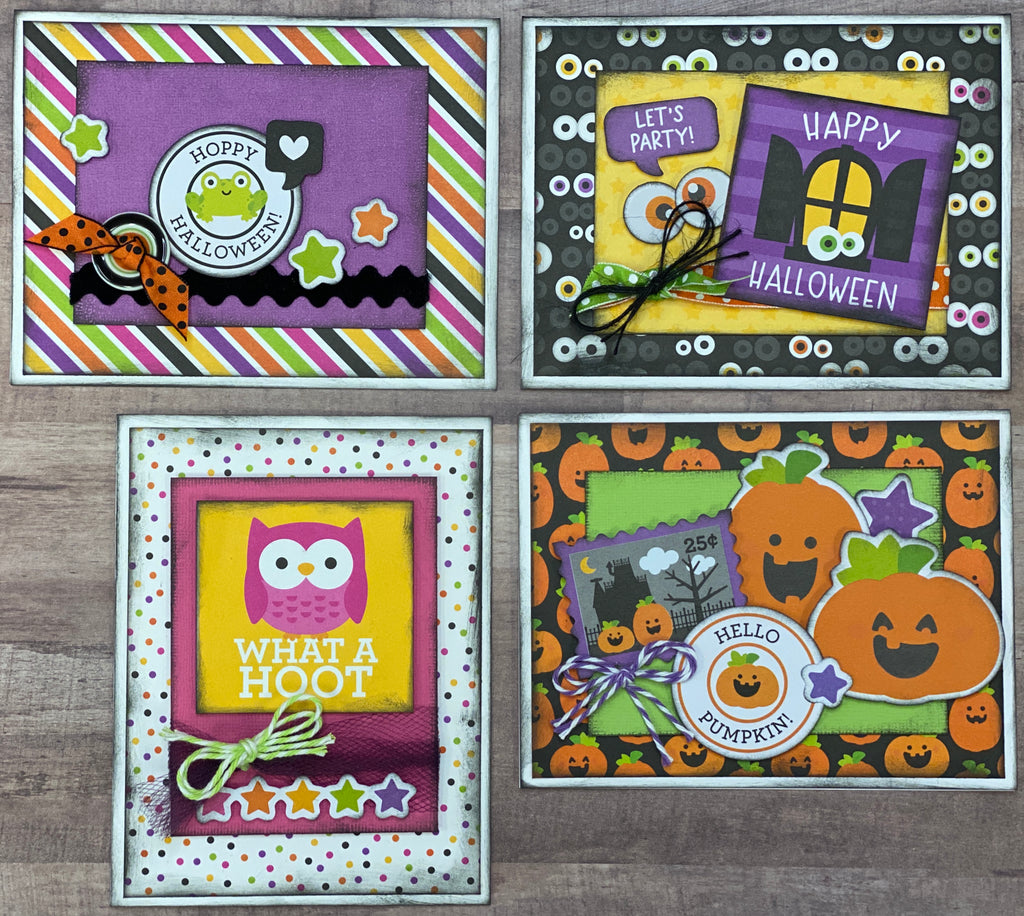 What a Hoot Halloween Themed Card Kit Set   - 4 pack DIY Card Kit Halloween Card Craft DIY