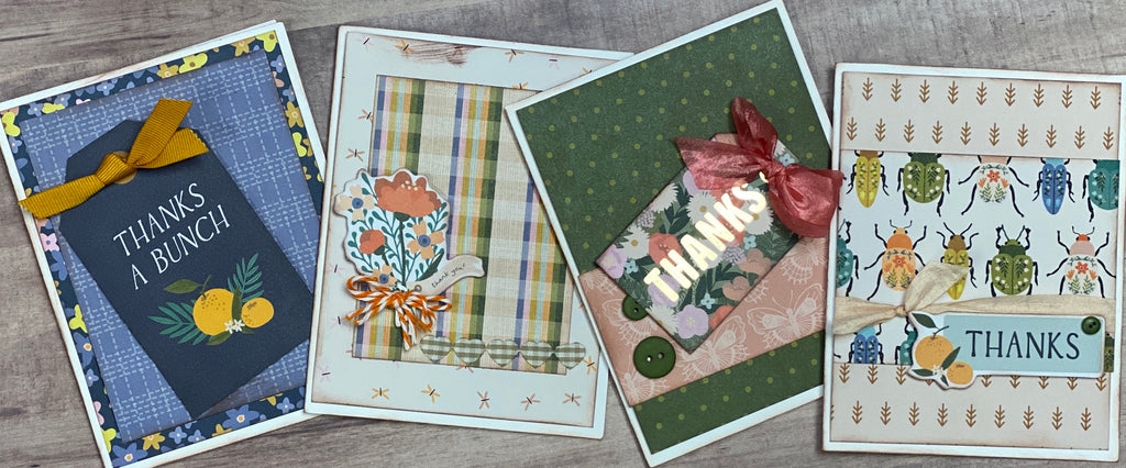 Thanks A Bunch Set #2- Thank You Themed Card Kit,  4 pack DIY Card Kit, Card Craft DIY