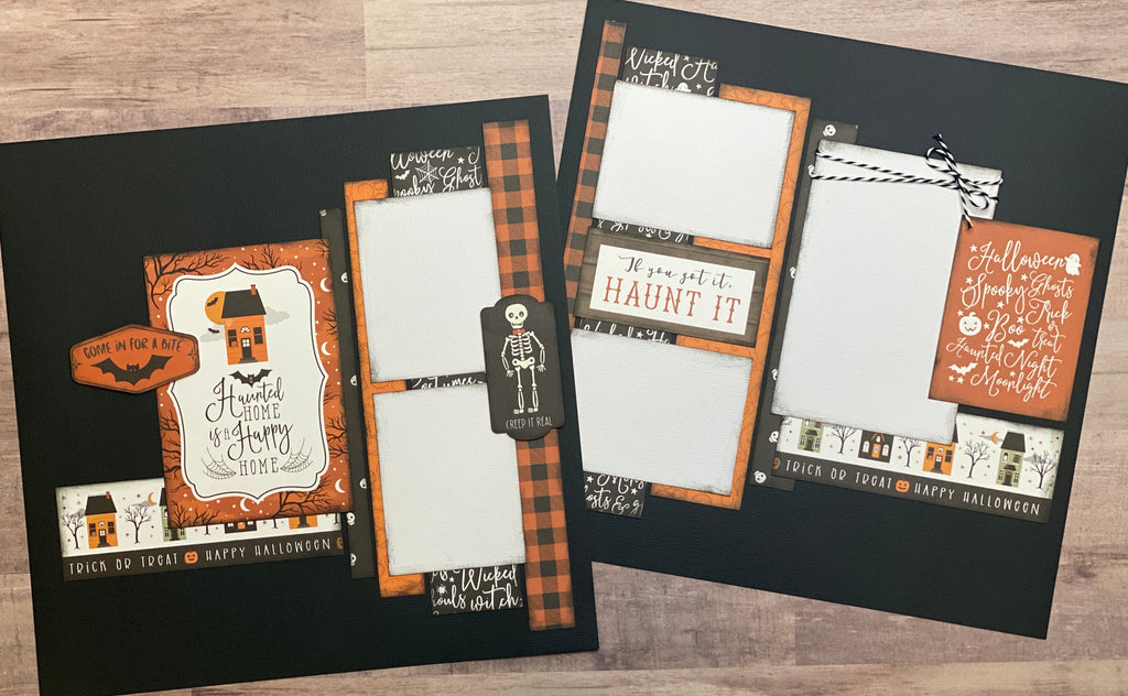 A Haunted Home Is A Happy Home,  Halloween Themed 2 Page Scrapbooking Layout Kit