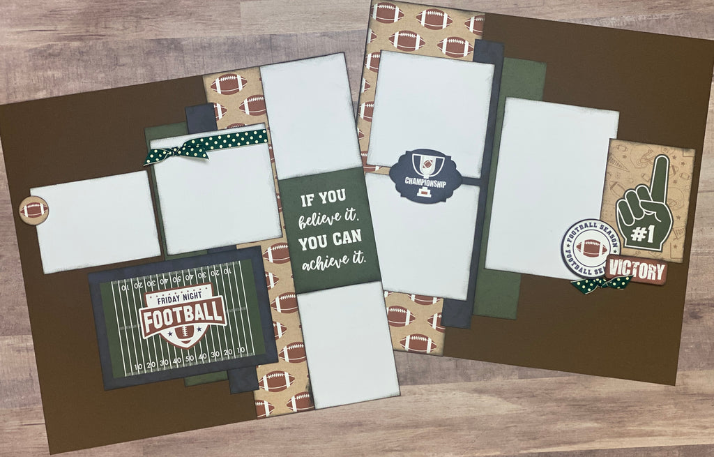 Friday Night Football, Football Themed 2 page Scrapbooking Layout Kit or Premade Scrapbooking Pages, Football DIY Craft Kit, Football Coach