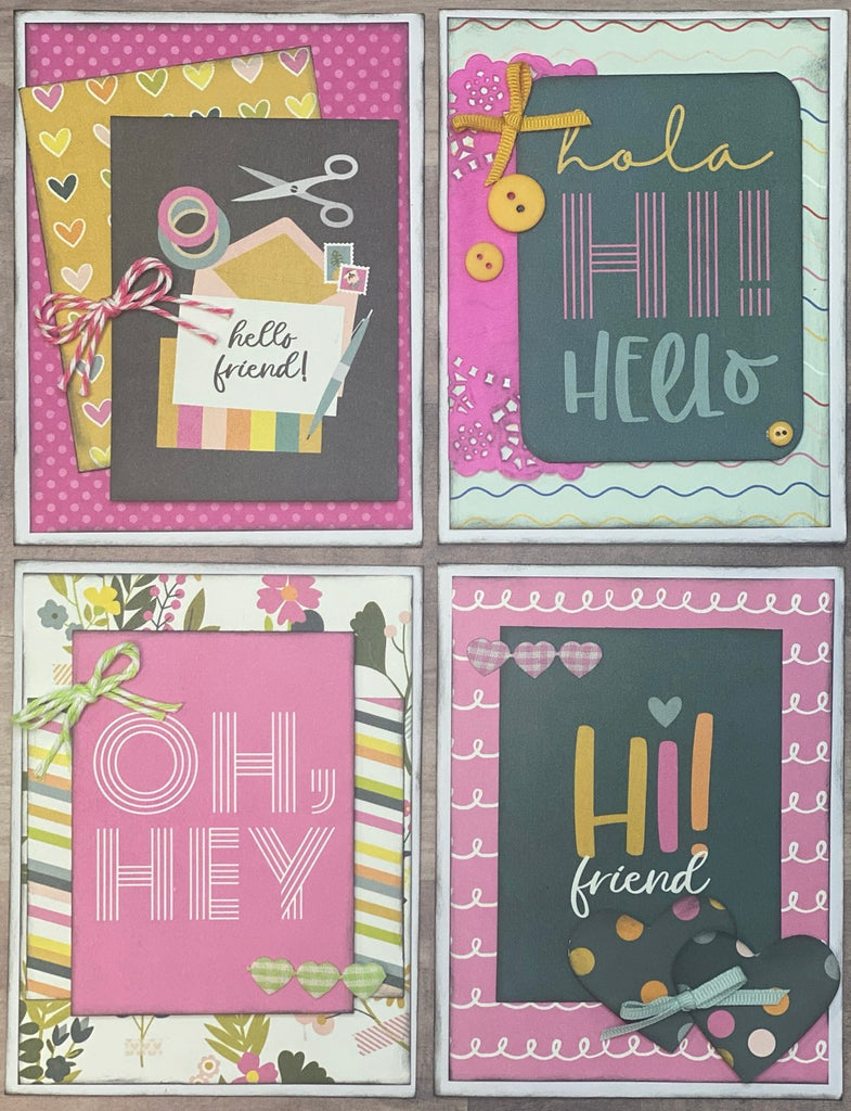 Hello Friend! Hi Friend! General Themed Card Kit- 4 pack DIY feel better soon Card Making Kit Diy general diy craft