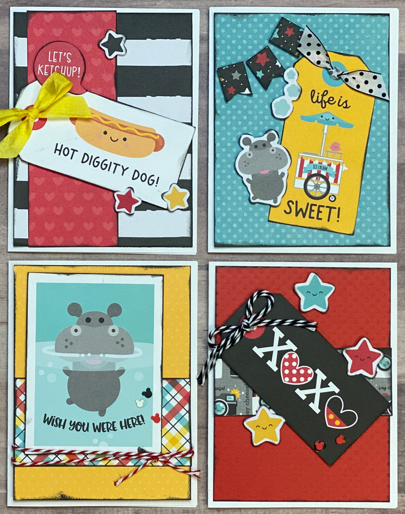 Hot Diggity Dog - Let's Ketchup!  Disney Inspired Themed DIY Card Kit- 4 pack