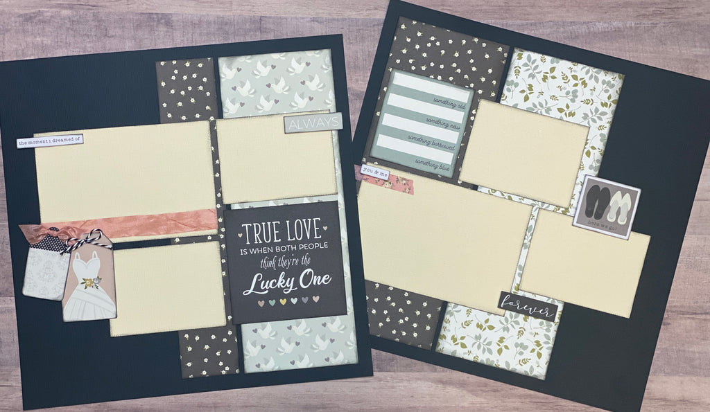 True Love Is When Both People Think They're The Lucky One, Wedding Themed 2 Page Scrapbooking Kit, DIY Wedding