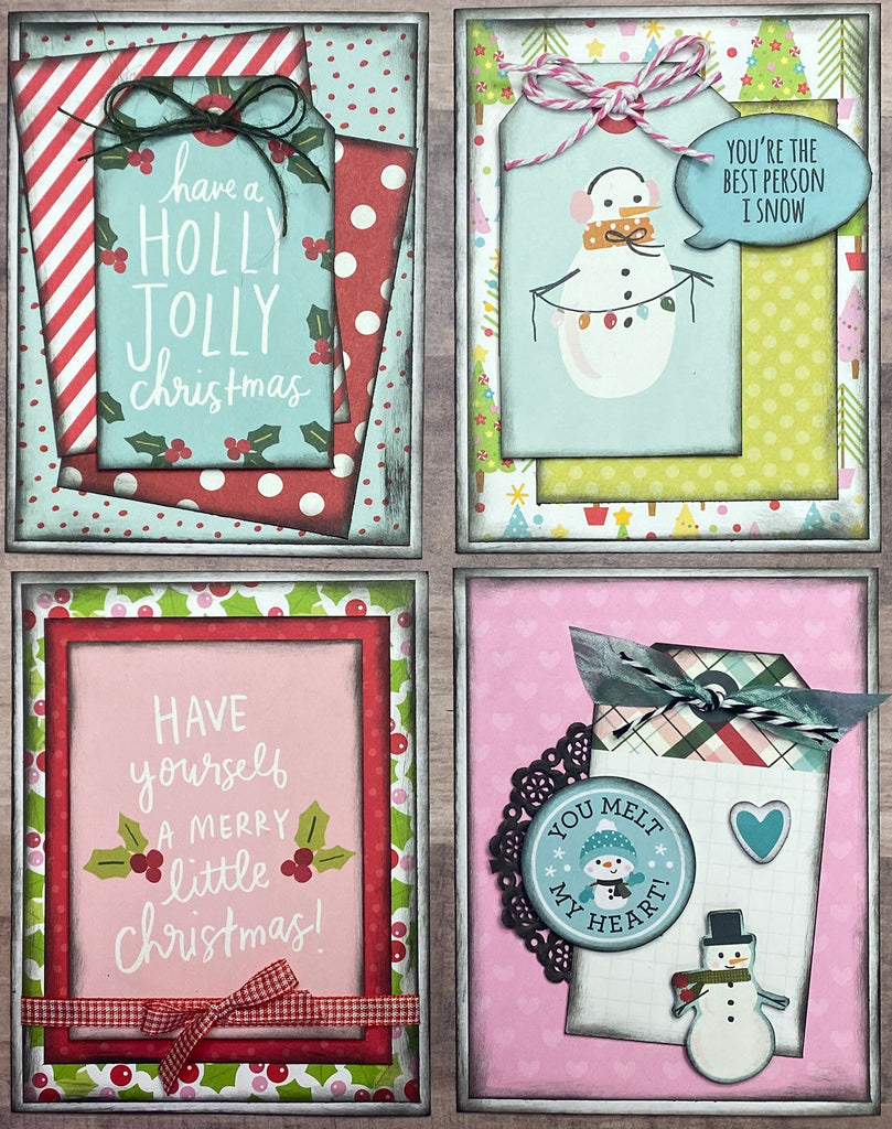 Have a Holly Jolly Christmas, Christmas Themed  Card Kit- 4 pack DIY Holiday Card Making Kit Diy Christmas craft