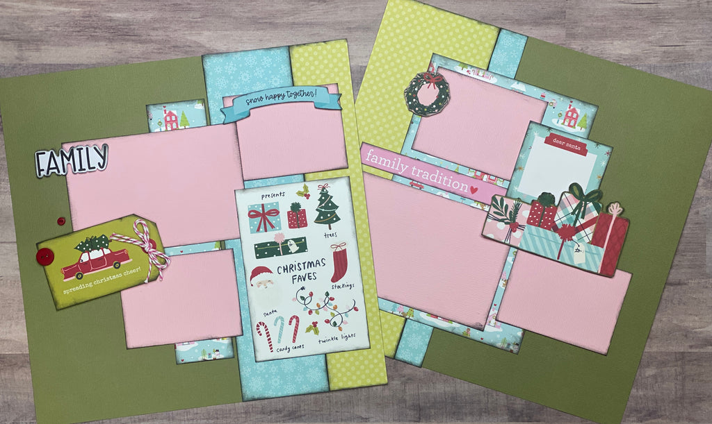 Family Traditions - Dear Santa,  Christmas Themed 2 Page Scrapbooking Layout Kit, Christmas diy craft kit