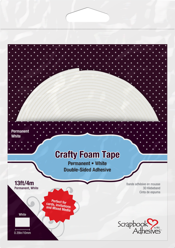 Crafty Foam Tape, Permanent, White, Double Sided Dimensional Adhesive - 13 feet