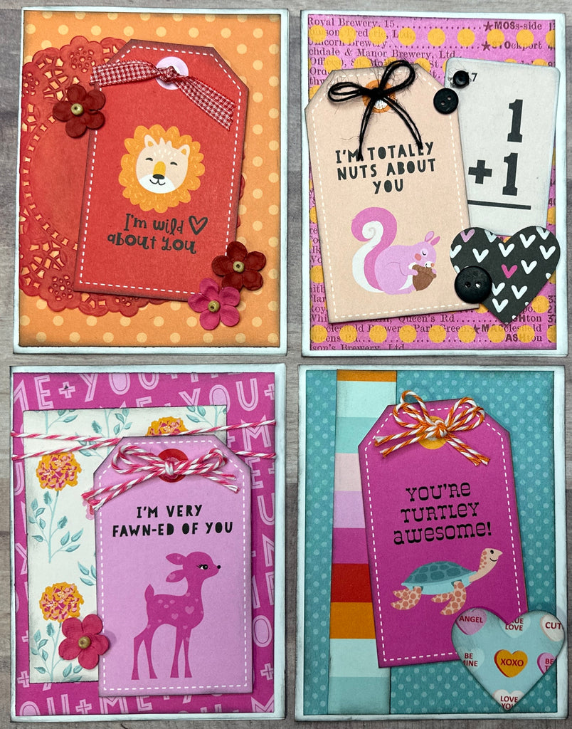 I'm Wild About You, DIY Valentine Card Making Kit, 4 pack DIY Card Kit, Card Craft DIY