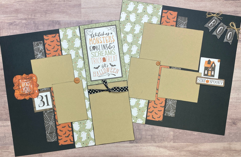 Boo To You, Halloween Themed 2 Page Scrapbooking Layout Kit