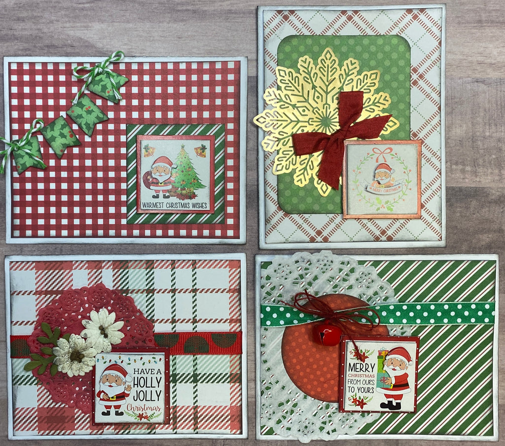Warmest Christmas Wishes, Christmas Themed Card Kit- 4 pack DIY Holiday Card Making Kit Diy Christmas craft
