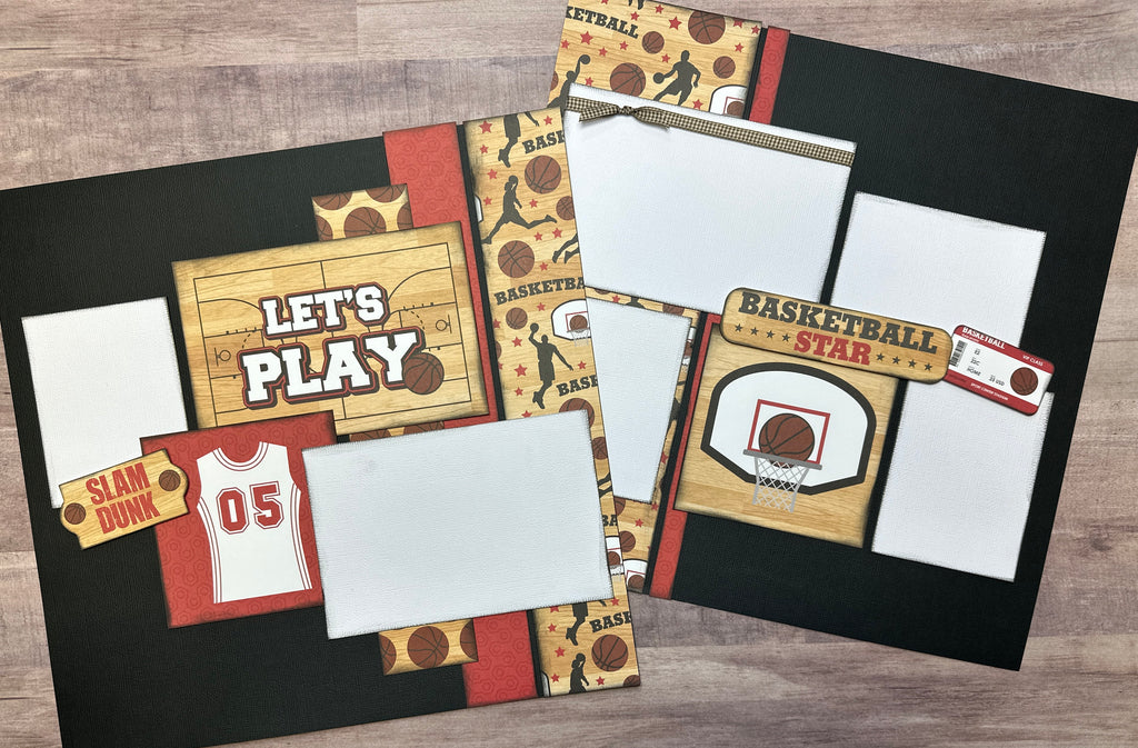 Slam Dunk - Basketball Star, Basketball Themed 2 page Scrapbooking layout kit , DIY Basketball craft kit, DIY