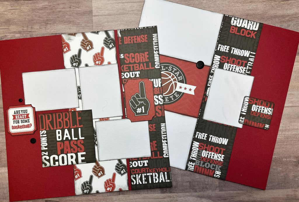 Are You Ready For Some Basketball?, Basketball Themed 2 page Scrapbooking layout kit , DIY Basketball craft kit, DIY