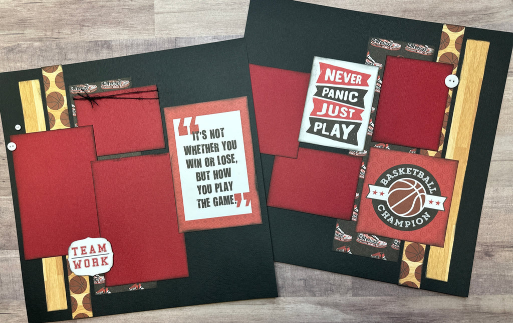 Team Work - Basketball, Basketball Themed 2 page Scrapbooking layout kit , DIY Basketball craft kit, DIY