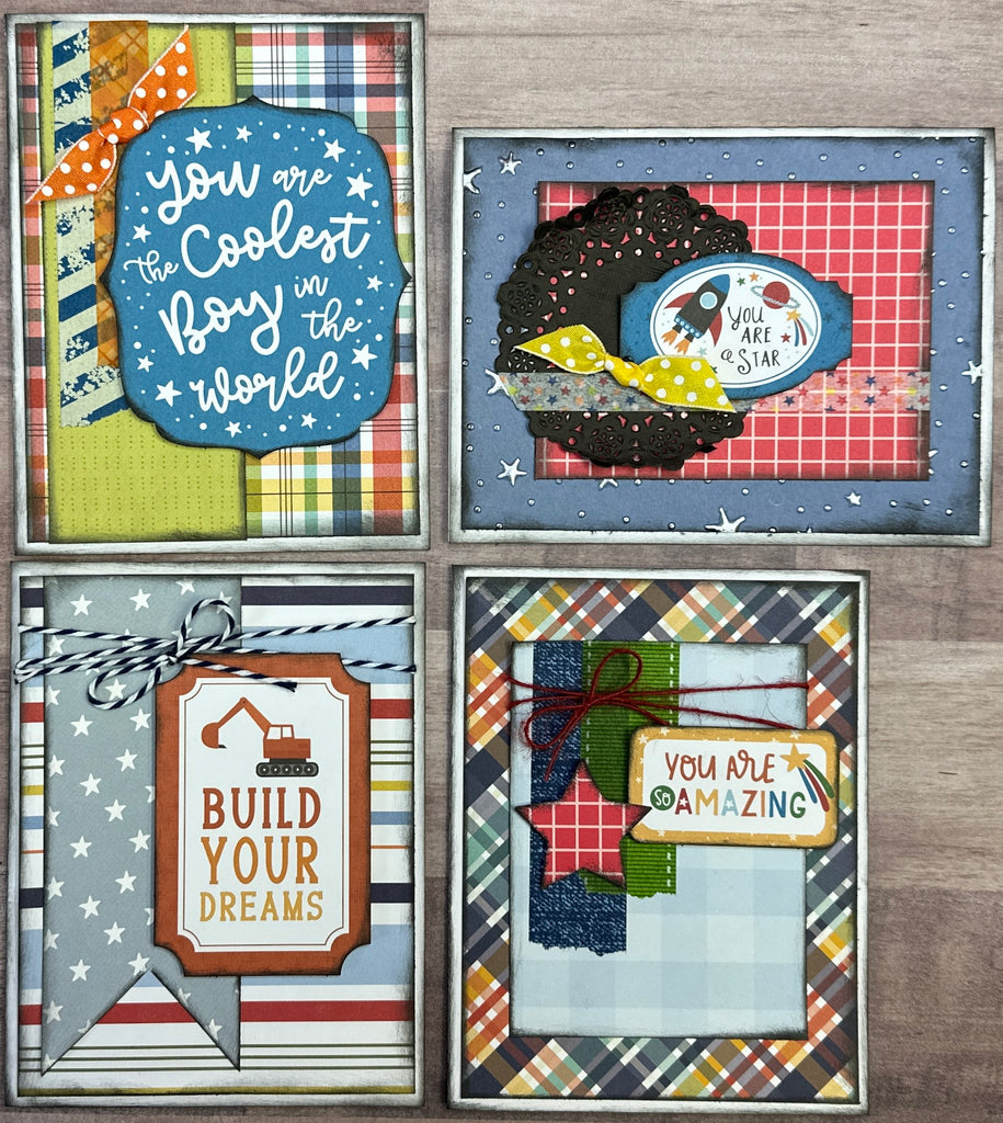 You Are The Coolest Boy In The World, Boy Themed Card Kit- 4 pack DIY Card Making Kit Diy general diy craft