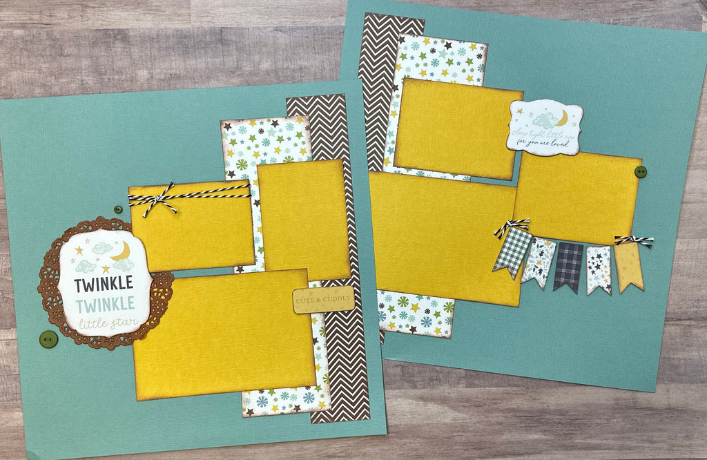 Twinkle Twinkle Little Star - boy, Baby Boy Themed 2 page Scrapbooking Layout Kit, baby craft kit, baby boy