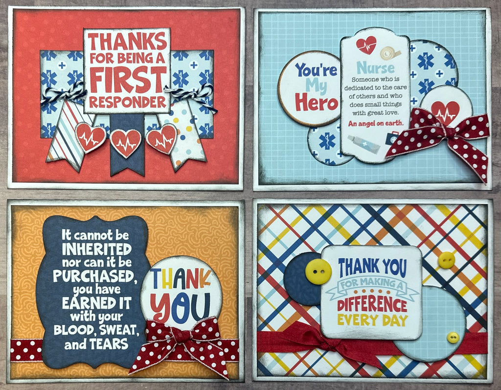Thanks For Being A First Responder, Card Making Set, 4 pack DIY, Card Craft DIY,