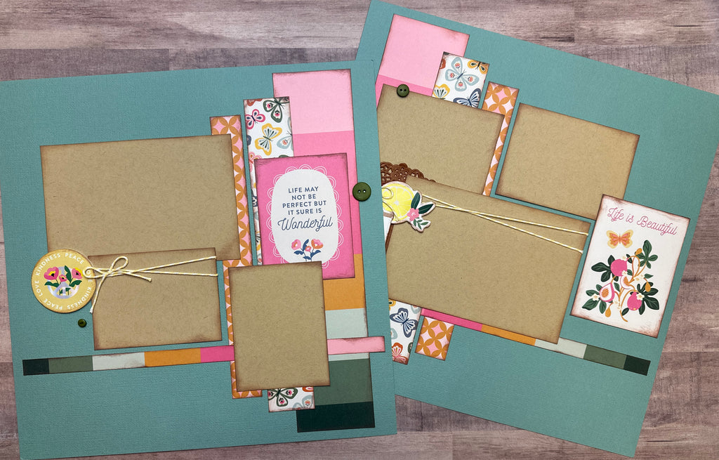 Life May Not Be Perfect But It Sure Is Wonderful,  2 Page Scrapbooking Layout Kit, General style Scrapbooking layout kit