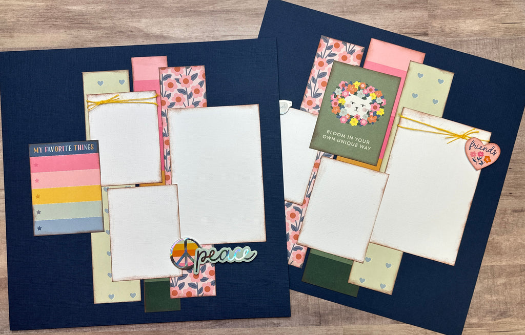 Bloom In Your Own Unique Way, 2 Page Scrapbooking Layout Kit, General style Scrapbooking layout kit