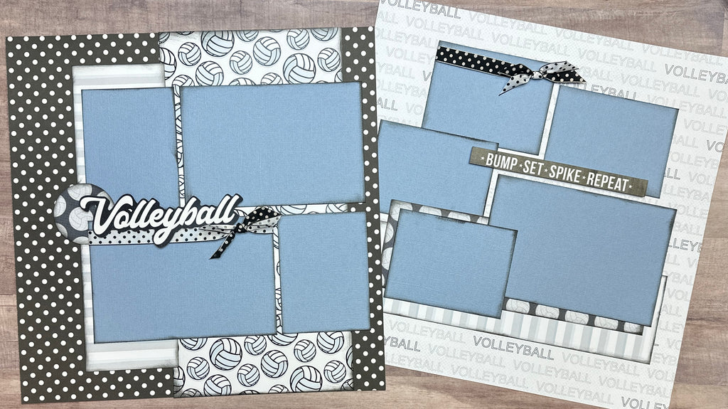 Volleyball - Bump, Set, Spike, Repeat, Volleyball themed 2 page Scrapbooking layout kit , DIY Volleyball craft kit, DIY