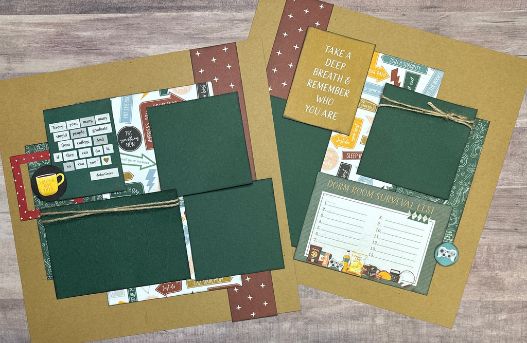 Dorm Room Survival List, College Themed DIY Scrapbooking Kit, 2 page Scrapbooking Layout Kit