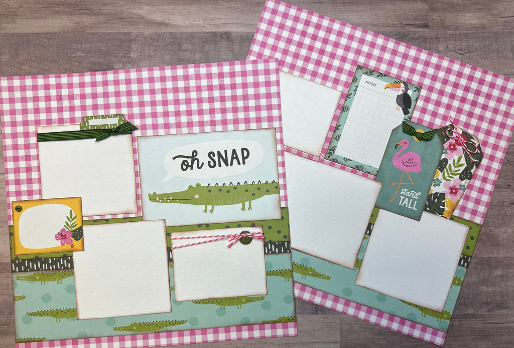 Oh Snap!, Zoo Themed 2 Page Scrapbooking Layout Kit, Zoo scrapbook diy craft kit Zoo craft kit