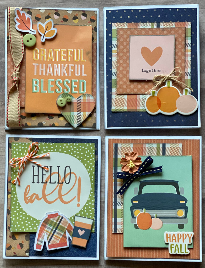 Hello Fall Themed Card Kit Set   - 4 pack DIY Card Kit Fall Card Craft DIY
