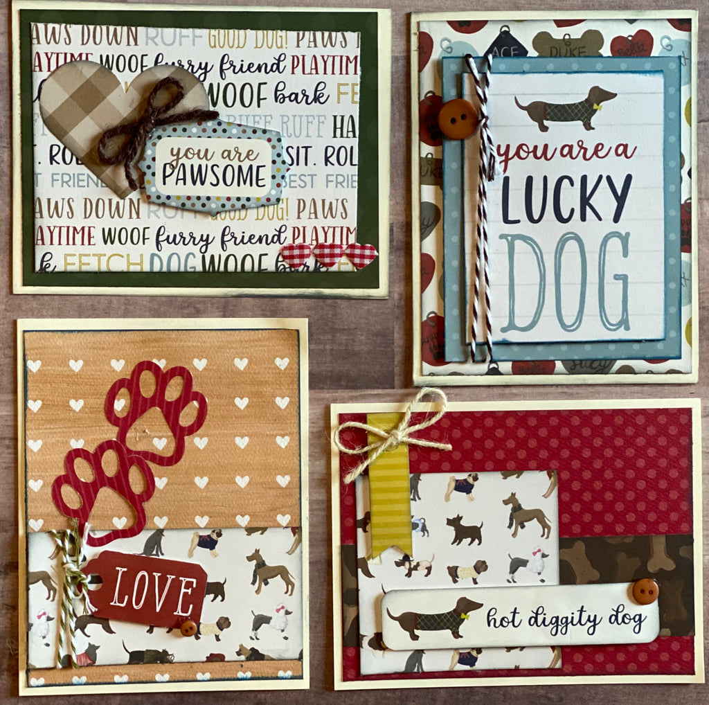 Lucky Dog Themed Card Kit- 4 pack DIY Card making craft kit puppy craft dog craft greeting card craft kit